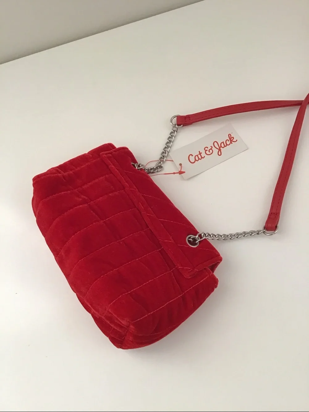 Girls Cat & Jack red velvet quilted crossbody bag